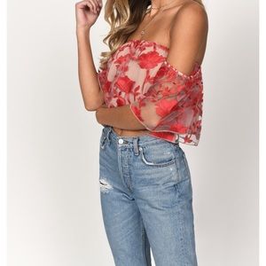 Red Floral Crop Top